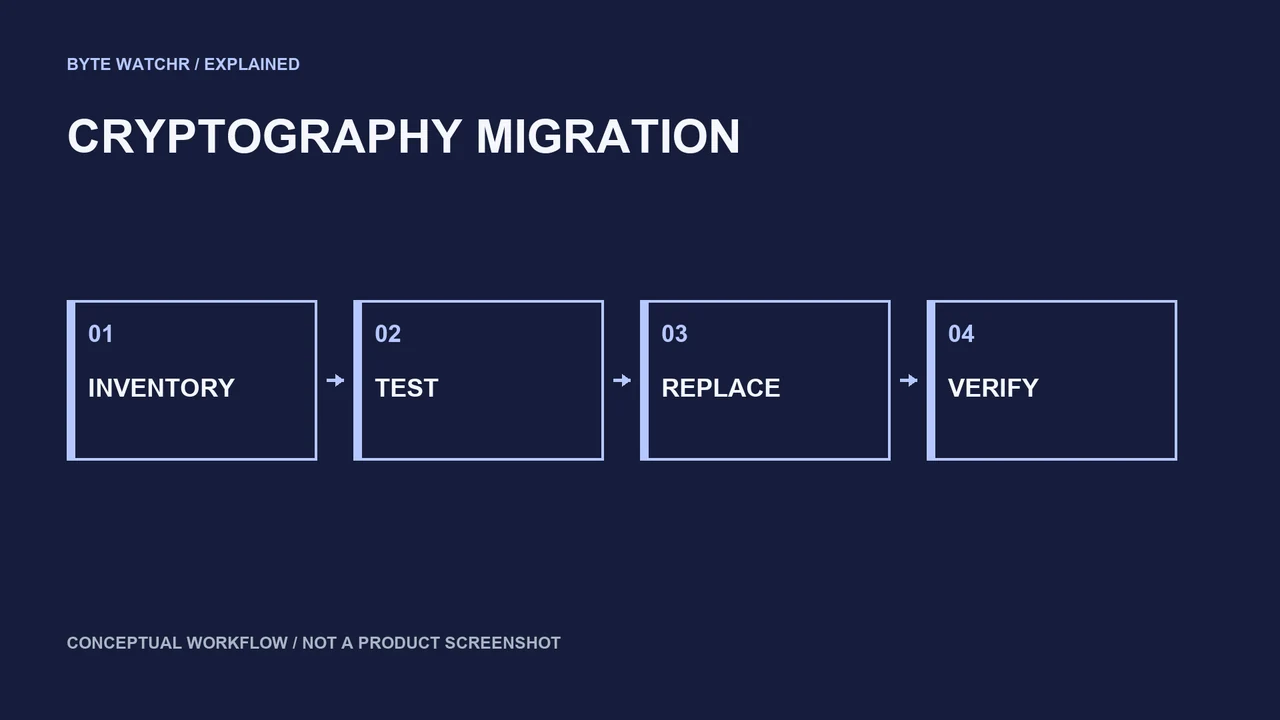 Cryptographic migration starts with an inventory and ends with verified replacements.