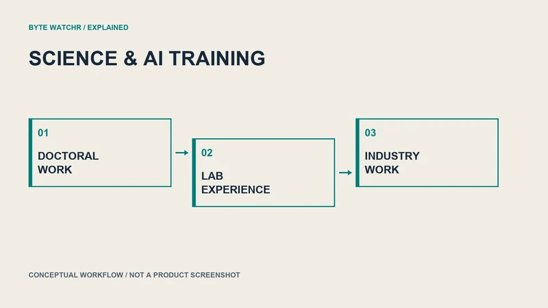 Conceptual training pathway combines doctoral research with laboratory and industry experience. Not a confirmed schedule for an enrolled fellow.