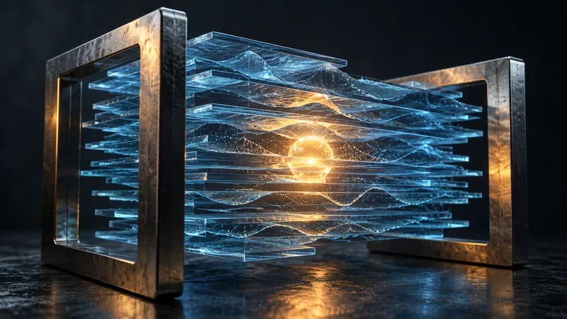 Conceptual illustration of layered data held within metallic boundaries, representing data residency and governance.